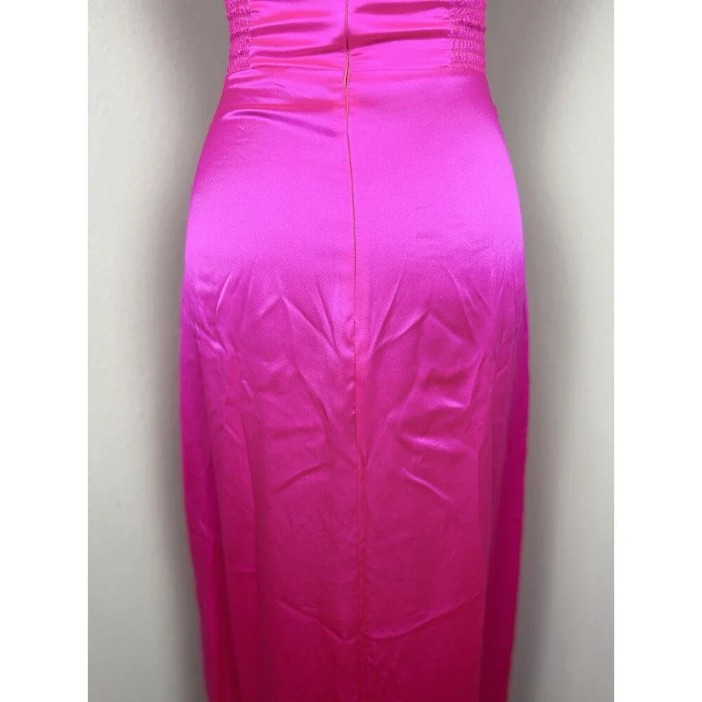 Amanda Uprichard Amalia Silk Gown Pink XS Ruffle High Low Dress